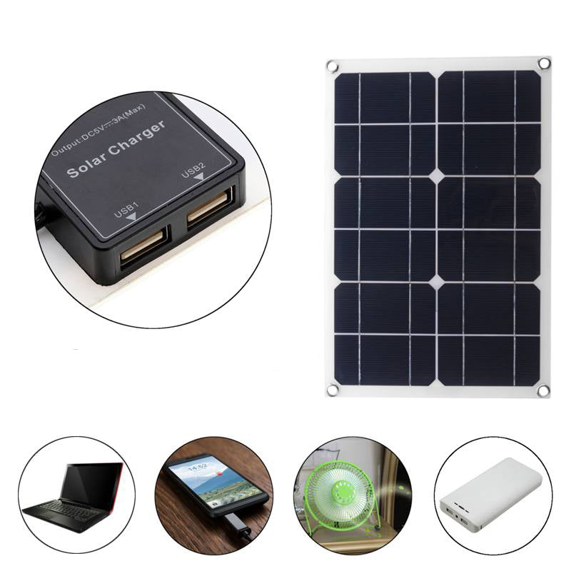20W Actual Dual USB 18V Solar Panel Charger Cell Phone Battery Charger For Cycling Climbing Hiking Camping Traveling