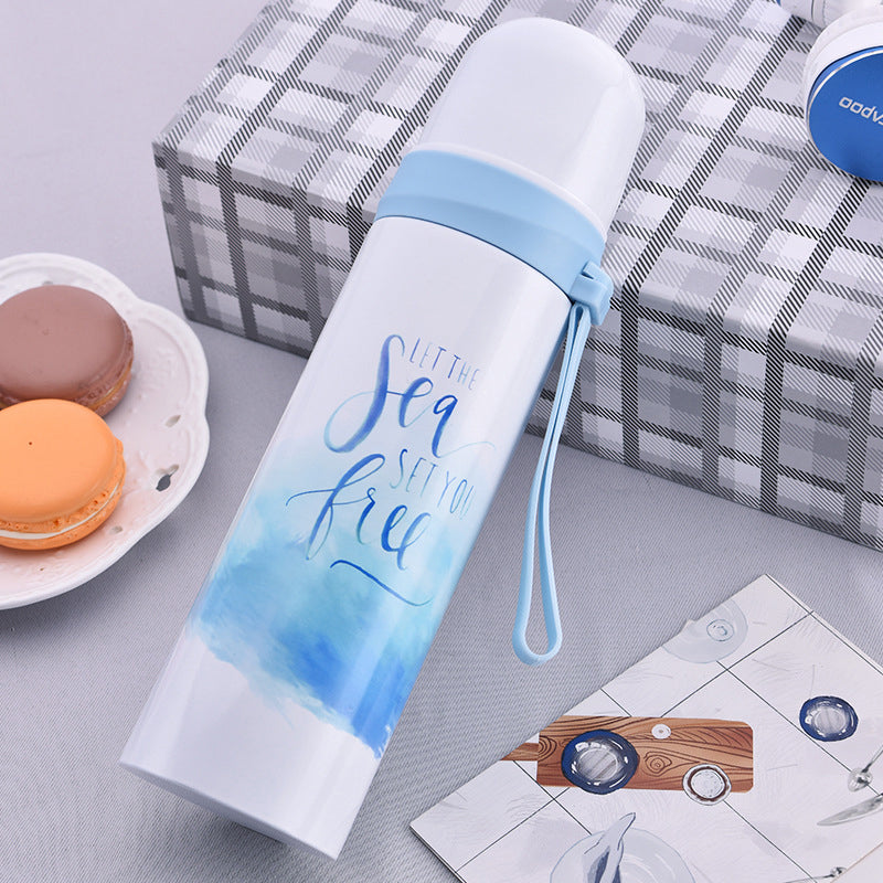 Flamingo Pattern Insulated Water Cup Portable Water Bottle Stainless Steel Material Bottle
