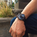 OULM 9591 Casual Style Creative Wrist Watch Dual Time Zones Leather Strap Quartz Watches