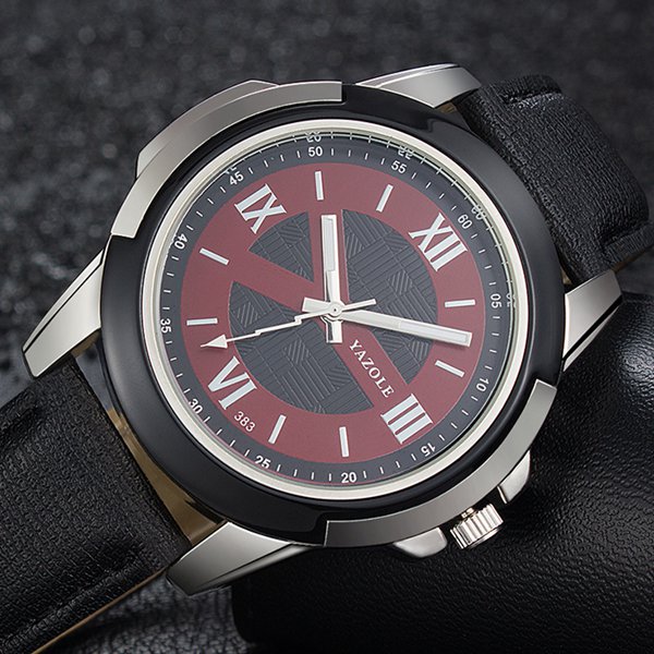 YAZOLE 383 Men Watch Leather Strap Luminous Casual Outdoor Male Quartz Wrist Watch