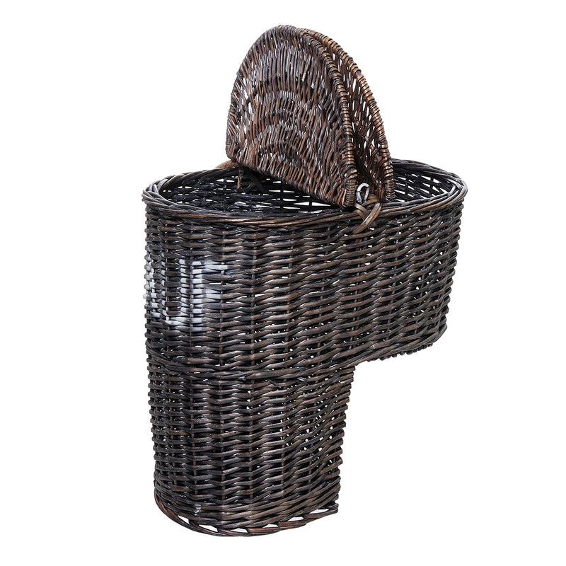Wicker Handwoven Stair Step Storage Box Basket Baskets Container Carry With Handle