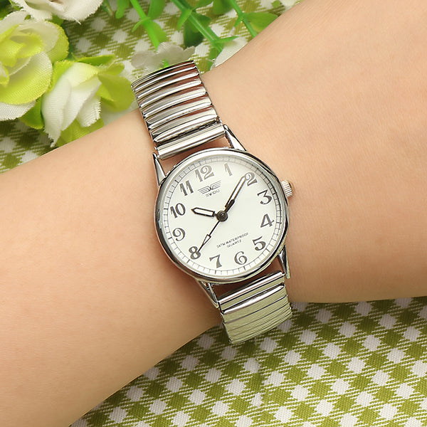 Simple Style Couples Watch Alloy Elastic Band Live Waterproof Men Women Quartz Watch