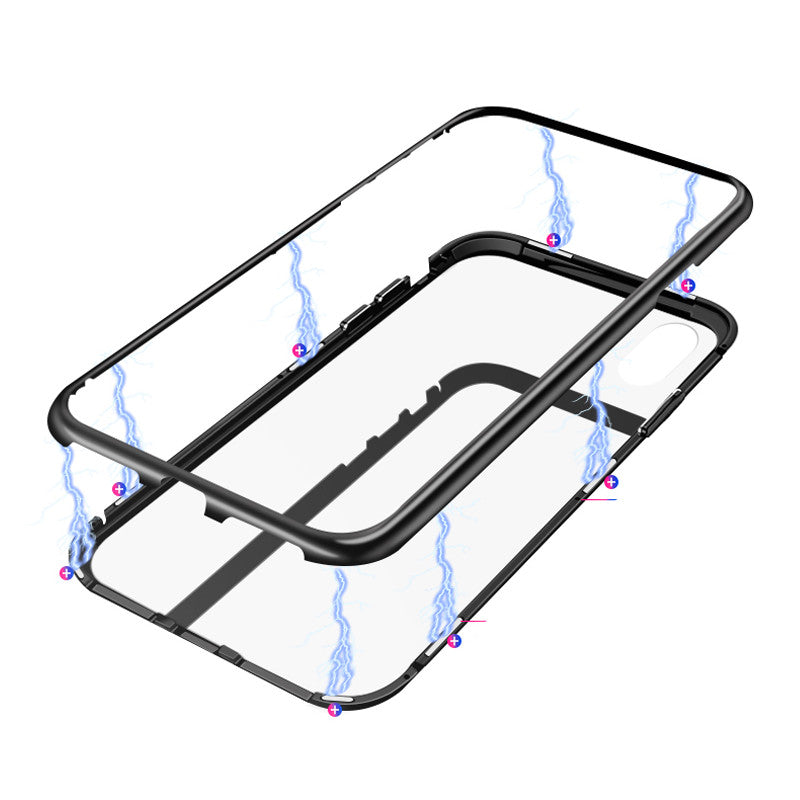 BAKEEY Magnetic Adsorption Metal Bumper Tempered Glass Flip Protective Case for HUAWEI P30