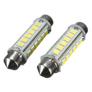 2pcs 44mm 2.6W 2835 24SMD White Festoon LED Interior Dome Light License Plate Bulb