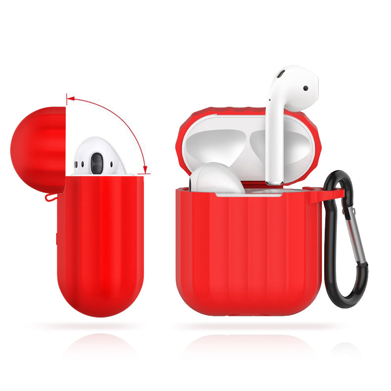 Dirose Portable Shockproof Dirtproof Silicone Wireless bluetooth Earphone Storage Case with Anti-lost Rope & Keychain for Apple Airpods 1/2