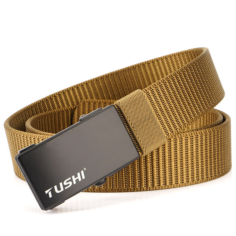 TUSHI 120cm Tactical Belt Military Security Elastic Waist Belt Automatic Buckle Casual Nylon Waistband