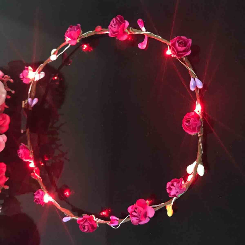 LED Flower Wreath Party Holiday Light Garland Headband Wedding Photography Gift