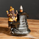 Backflow Incense Burner Ceramic Waterfall Smoke Lucky Elephant Incense Burner Holder for Home Decor Yoga Office Ornament with 10 Free Incense Cones