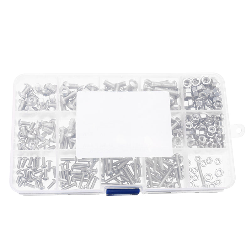 Suleve MXSH3 440Pcs M3/M4/M5 Stainless Steel Button Head Hex Socket Cap Screws Bolts Nuts Assortment Kit