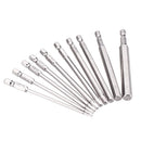 Drillpro 10Pcs 100mm 1/4 Inch Shank S2 Steel SAE Hex Head Allen Wrench Screwdriver Bit Drill Bit Set