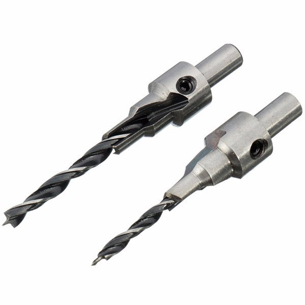 2pcs 4mm-5mm HSS 5 Flute Countersink Drill Bits Set Reamer Woodworking Chamfer