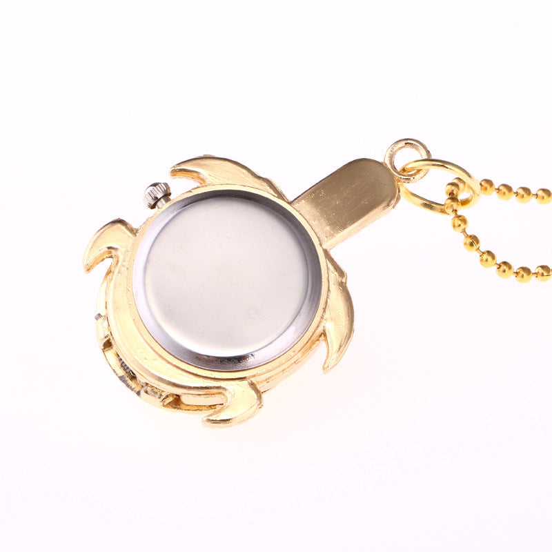 Deffrun Gold Case Tortoise Pocket Watches Unisex Quartz Watch