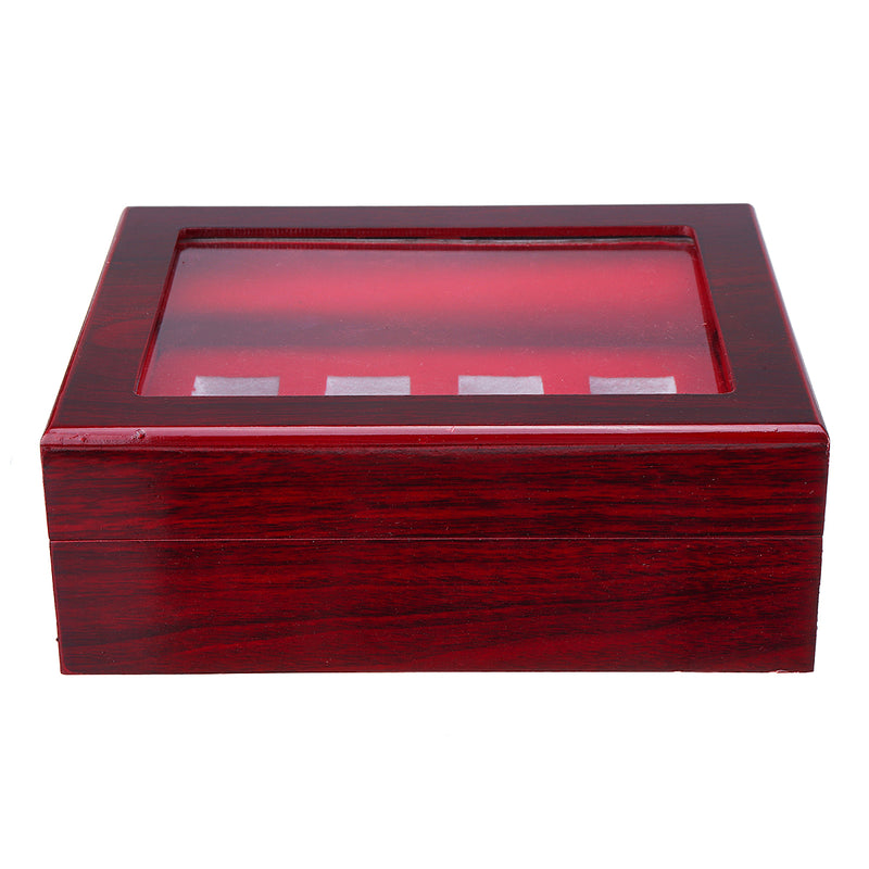 12 Holes Wooden Box For Championship Ring Collection Display Red Black
