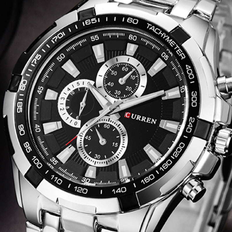 CURREN 8023 Fashion Men Style Watch Waterproof Fake Three Dials Analog Quartz Watch