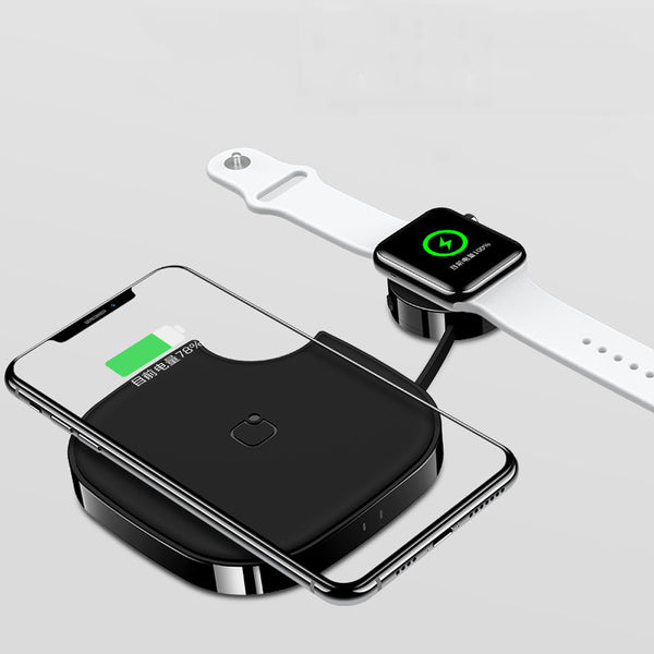 USAMS 10W 2 in 1 Fast Charging Wireless Charger Pad For iPhone X XR Max Apple Watch AirPod 2 Xiaomi Mi8 Mi9 S10