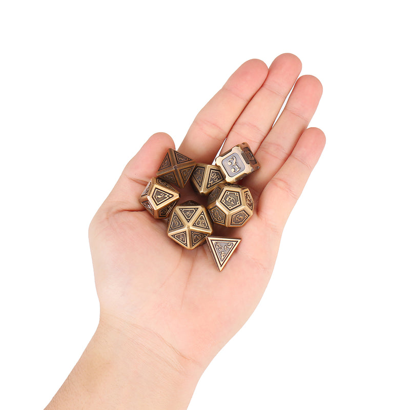 7pcs Set Embossed Heavy Metal Polyhedral Dices DND RPG MTG Role Playing Board Game Dices Set Zinc Alloy