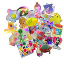 28pcs Cartoon Colourful Reflection DIY Laser Stickers For Suitcase Skateboard Laptop Luggage Sticker