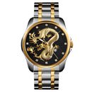 SKMEI 9193 Luxury Chinese Dragon Pattern Golden Waterproof Men Watch Quartz Watch