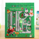 Languotu 817 9 Pcs Christmas Stationery Set Santa Pencils Ruler Eraser Solid Glue Pencil Sharpener Scissors School Students Supplies Christmas Gift Box