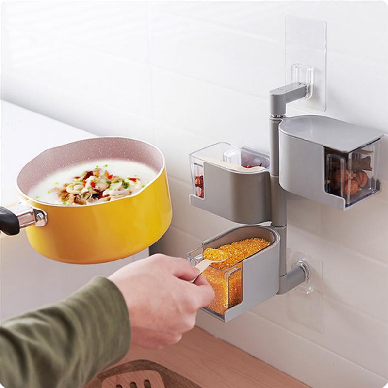 Seasoning Box Creative Three-layer Rotary Practical Wall Mounted Flavouring Tool Condiment Box