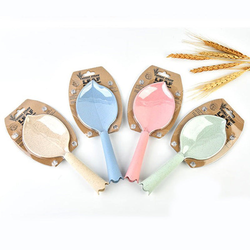 Eco Non-stick Wheat Straw Leaf Shape Standing Rice Spoon Dinnerware Accessories Kitchen Tools