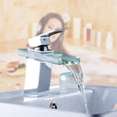 LED Bathroom Sink Faucet Waterfall Water Flow Chrome One Hole/Handle Vessel