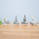 Mediterranean Style 14cm Boat Sailing Model Handmade Creative Home Decoration Decoration Ornament
