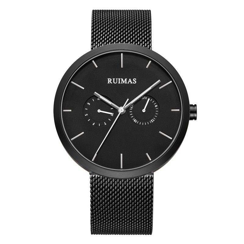RUIMAS 567 Casual 3ATM Waterproof Multi-dial Fashion Stainless Steel Strap Men Quartz Watch
