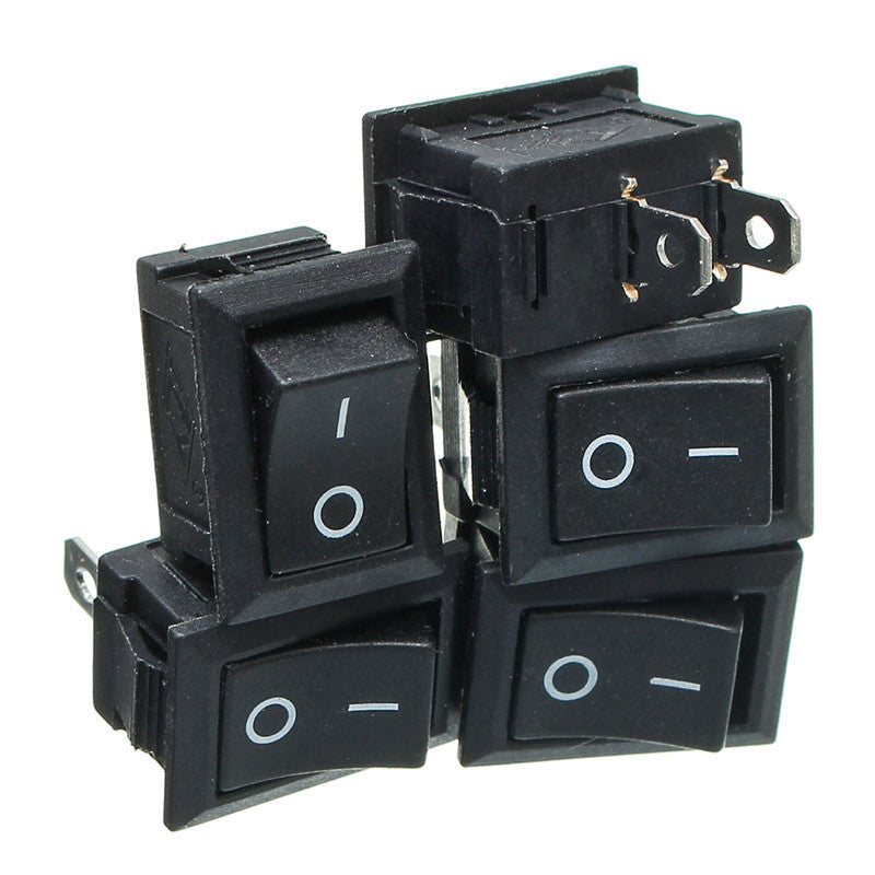 5pcs Black Push Button Mini Switch 6A-10A 110V 250V KCD1-101 2Pin Snap-in On/Off Rocker Switch