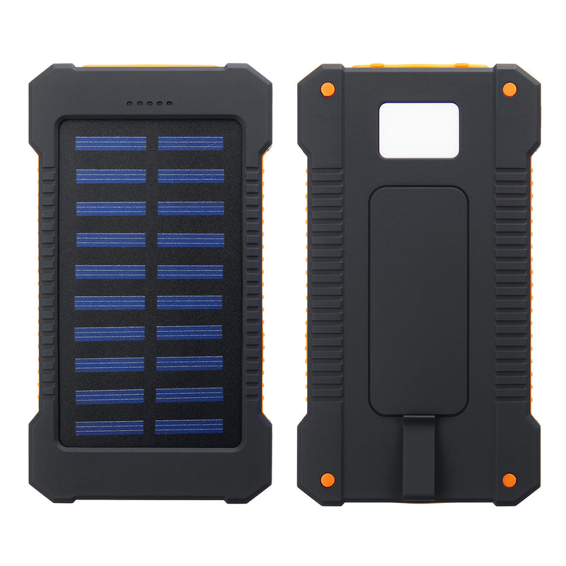 LED Compass Waterproof 6000mAh 2 USB Portable Solar Battery Charger Solar Power Bank Climbing Hook