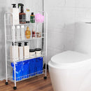 Rolling 3/4 Tiers Slim Cabinet Cart Shelf Kitchen Storage Rack With Wheel Bathroom Shelf