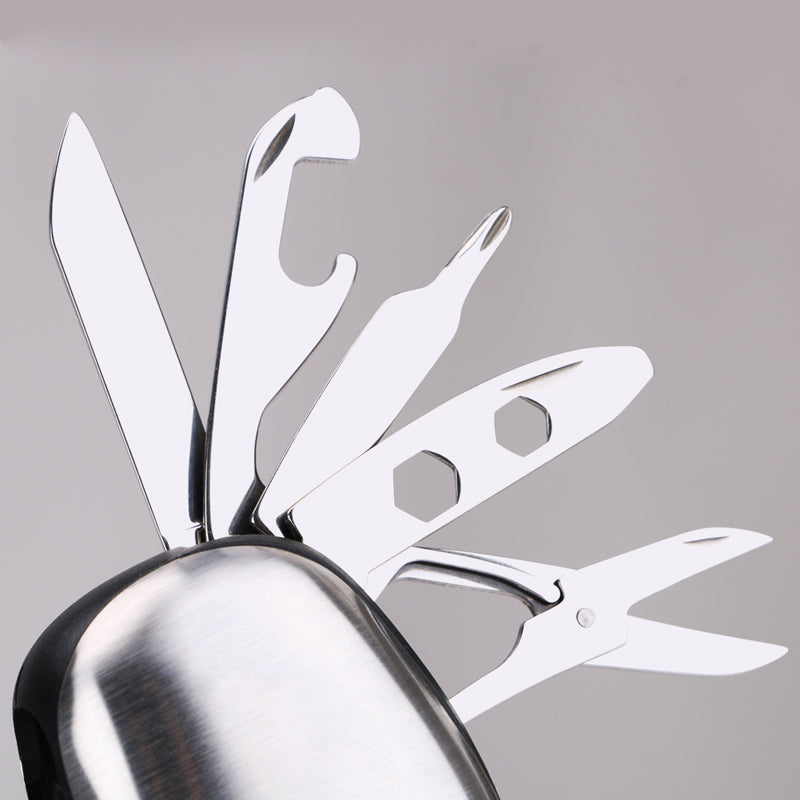 Multi-tool Flashlight 9 In 1 LED Zoomable Focus Torch With Car-Safety Hammer Screwdriver Flashlight