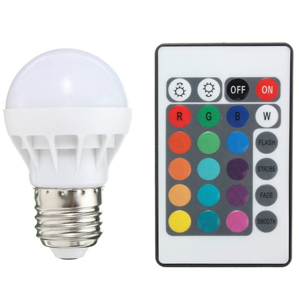 E27 LED RGB Bulb 3W SMD 5630 Color Changing 24 Keys IR Remote Control Globe Light Lamp AC 85-265V