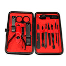 12 Pcs Nail Clipper Set Stainless Steel Leather Black Nail Art Set