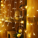 AC220V 2M*0.6M LED Curtain String Light Holiday Christmas Home Warm White Lamp US Plug