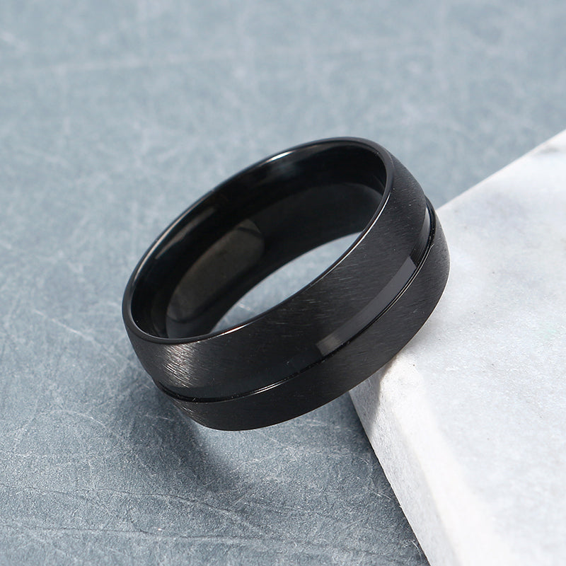 8mm Black Stainless Steel Men Ring Jewelry Clothing Accessories