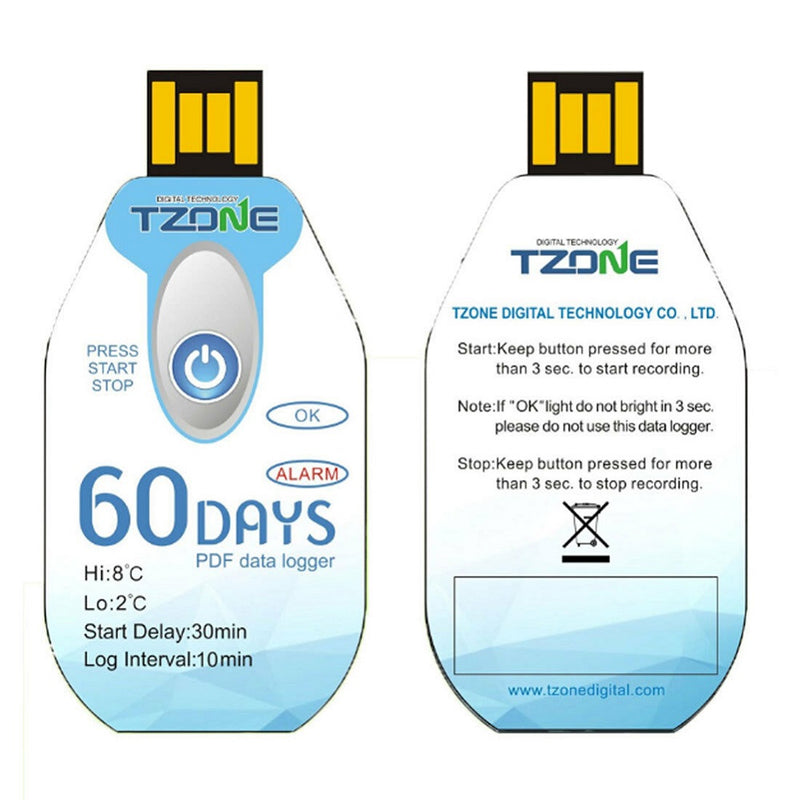 USB Temperature Logger Recorder Temperature Data Logger Disposable 60 Days Recording NE