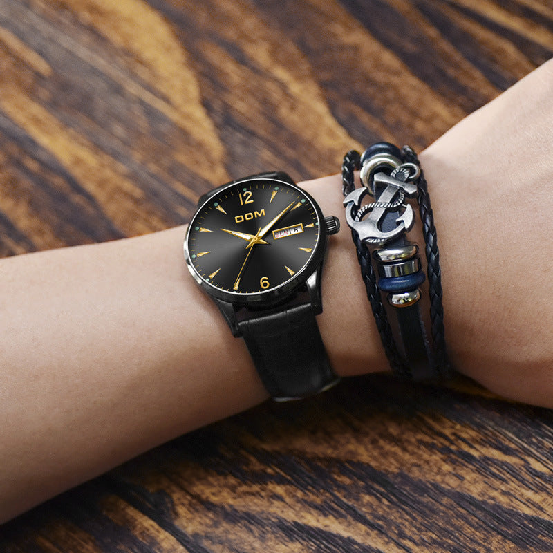 DOM M-11BL-1M89 Fashion Men Watch 3ATM Waterproof Luminous Date Display Quartz Watch