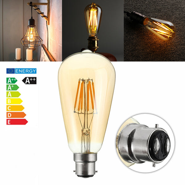 Dimmable Vintage ST64 B22 6W LED Squirrel Cage Edison Light Bulb Filament Lamp AC220V