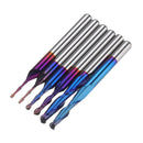 Drillpro 10pcs 3.175mm Shank Blue Coated Spiral Ball Nose End Mill 0.8-3.175mm CNC Milling Cutter