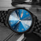 TINACE Men Luminous Display Fashion Blue Black Dial Day Week Display Stainless Steel Quartz Watch