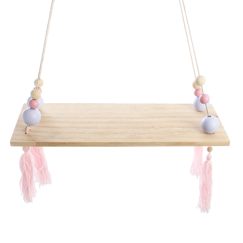 Wood Rope Floating Tassel Floating Wall Swing Shelf Hanging Storage Decorations