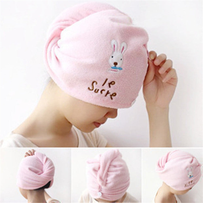 Cute Soft Hair Towel Dry Hair Hat Microfiber Solid Quickly Women Girls Ladies Cap