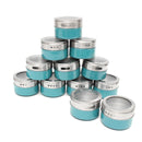 12Pcs Stainless Steel Magnetic Spice Tins Storage Container Jars with Clear Lid