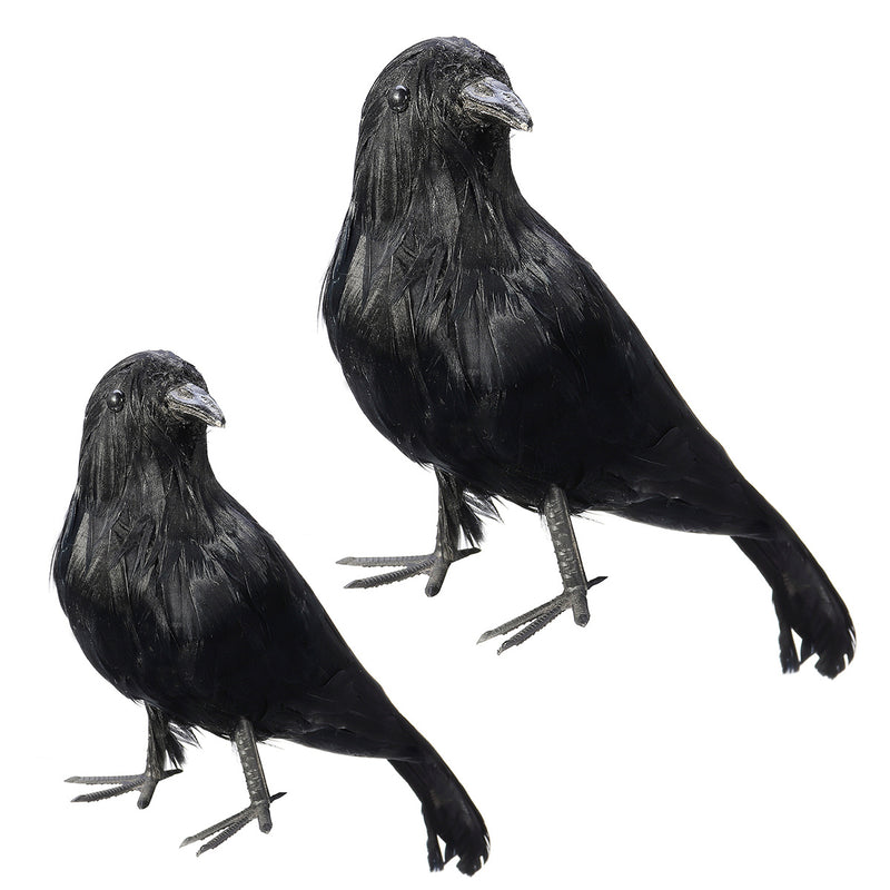 Raven Halloween Party Crow Bird Decorations Prop Stuffed Feather Blackbird Decor