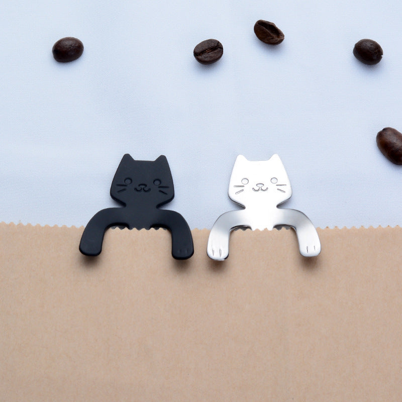 304 Stainless Steel Coffee Spoon Creative Kitty Hook Dirtproof Coffee Tea Spoon Scoop