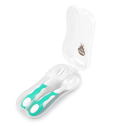 PUKU Kids Fork and Spoon Set with Carrying Case Child Pack Utensils Baby Tableware BPA- Free