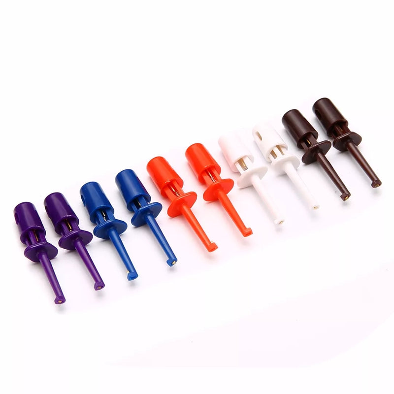 30pcs Multimeter Wire Lead Test Hook Clip Electronic Mini Test Probe Set Red White Blue Black Purple For Repair Tool