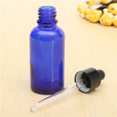 3pcs Empty Blue Glass Essential Oil Bottles Refillable Container with Dropper 30ml