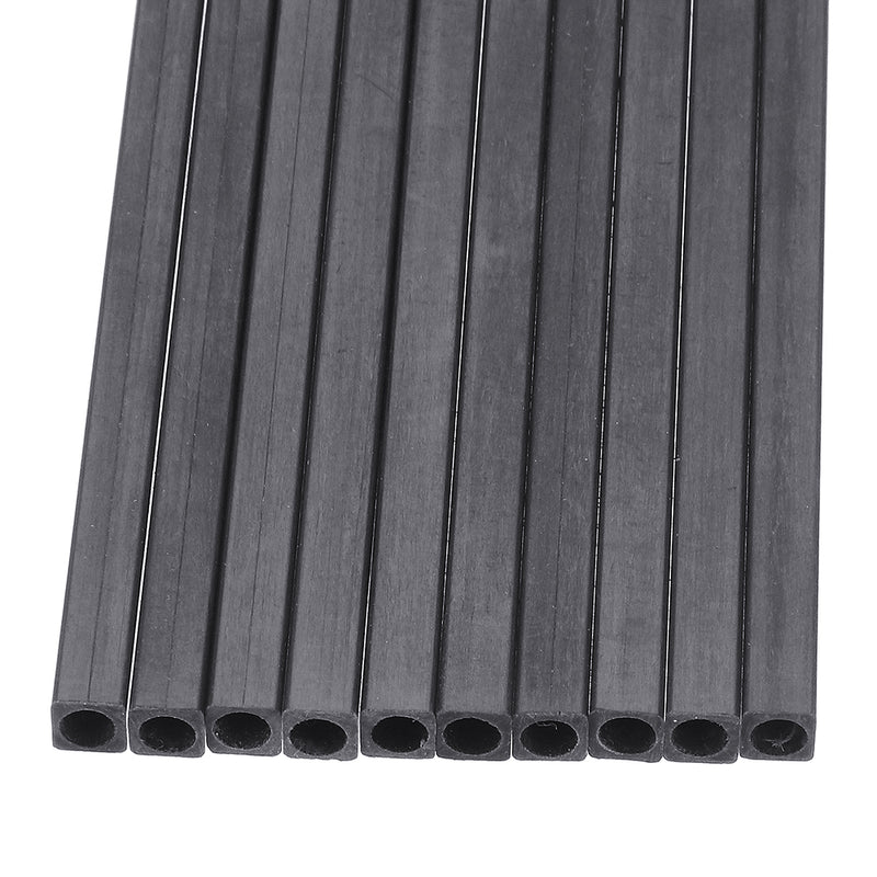 10Pcs/Set 200mm Square Carbon Fiber Tube Pure Carbon Hollow Square Pipe Matt Surface for RC Airplane DIY Tool
